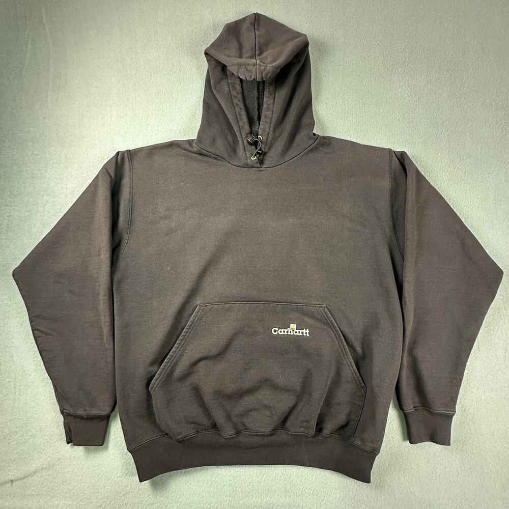 Vintage Carhartt USA Made Hoodie Brown Workwear Distressed Pullover Mens